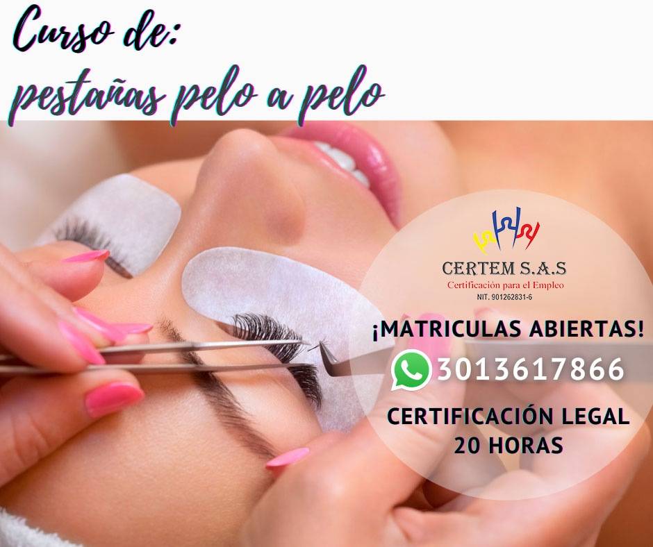 practica pestañas pelo a pelo en el Cursos Cortos de Belleza