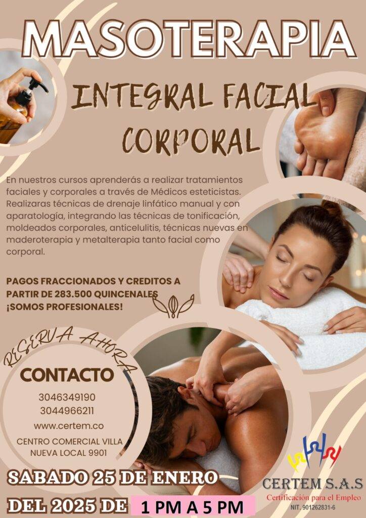 Curso Masoterapia Medellín FOTOS informativas sobre tipo de masajes en certem